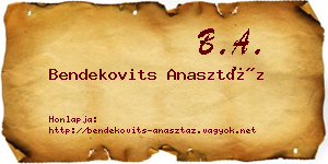 Bendekovits Anasztáz névjegykártya